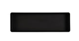 A rectangular, black, shallow tray with raised edges viewed from above. The matte-finished Hudson Bowl is empty and set against a plain white background. This piece is dishwasher safe for convenient cleaning.