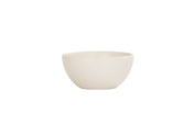 A plain, round, off-white Oslo Bowl is centered on a white background. The bowl has a smooth, matte finish and gently curved sides, with no visible patterns or decorations. This melamine bowl is also dishwasher safe for easy cleaning.