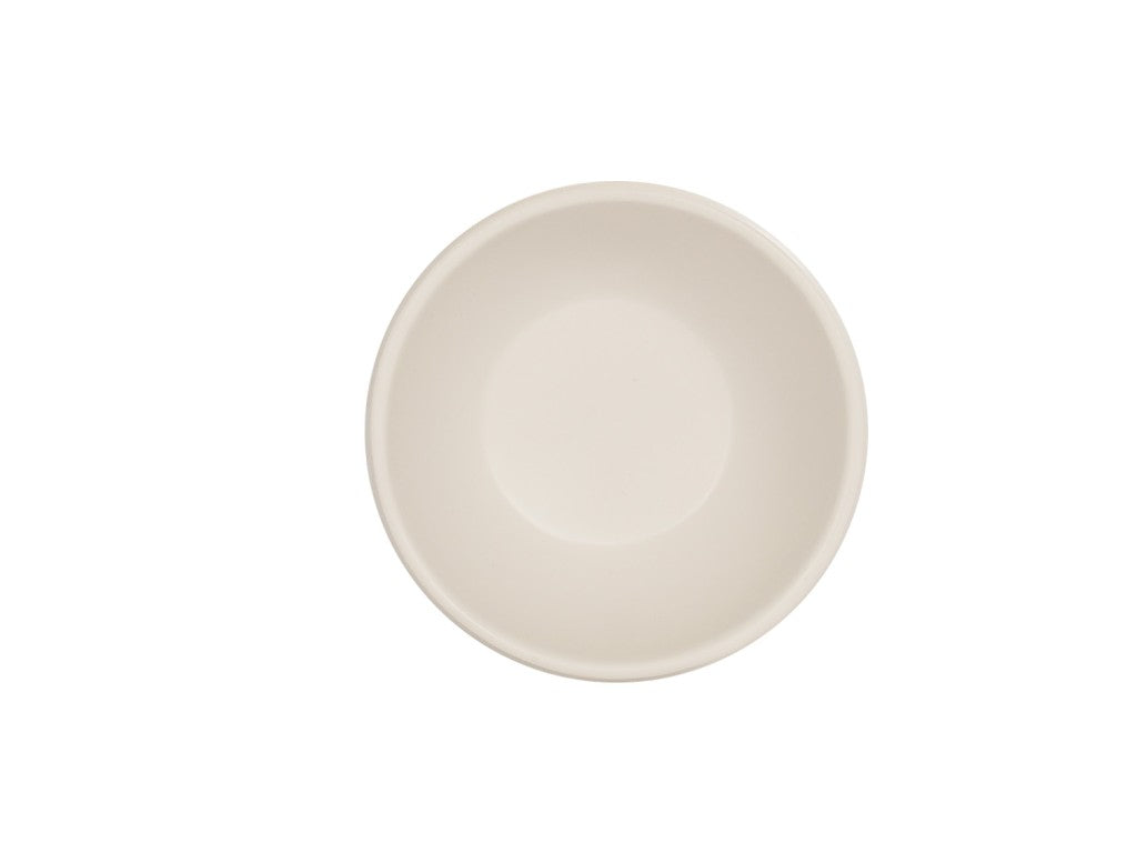 A plain, empty, round white Oslo Bowl viewed from above, centered on a white background. The bowl has smooth edges and a matte finish, making it both elegant and dishwasher safe.
