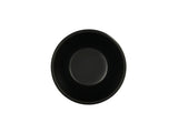 A plain, round, black Oslo Bowl viewed from above, centered against a white background. The melamine bowl is empty and has smooth, clean edges with a matte finish and is dishwasher safe.