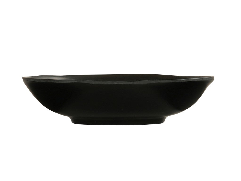 A simple, round melamine bowl with a matte finish. The bowl has gently curved sides, a slightly flared rim, and a small, circular base. Dishwasher safe and photographed against a plain white background.