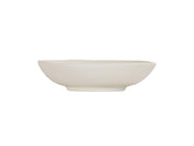 A plain, off-white Hand Thrown Bowl with a slightly irregular, organic rim and a shallow, wide shape. The bowl sits on a small, raised base against a white background. The smooth, matte surface highlights its artisanal feel.