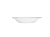 A plain, shallow 10 inch bowl with a wide rim, centered against a white background. The bowl is empty and has a smooth, minimalist design. This melamine bowl is both durable and dishwasher safe.