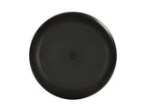 A plain, round, matte black pasta bowl is shown from above against a white background. This 14 inch pasta bowl has a smooth surface with no visible patterns or textures.
