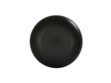 A simple, round, matte black Sophie Pasta Bowl made of melamine is centered on a plain white background. The 16 oz. bowl has smooth edges and no visible patterns or decorations, giving it a minimalist and modern appearance.