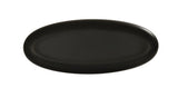A plain, matte black oval plate, similar to the Sophie Pasta Bowl, is shown against a white background. The plate features a smooth, simple design with a slightly raised rim and no visible patterns or decorations.