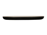 A minimalist, two-tone oval tray with a matte black exterior and beige interior, shown from the side against a white background. The tray features gently rounded edges and a smooth, modern design.