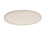 A plain, oval-shaped Cal-Mil plate with a smooth, glossy surface and a light cream color. Photographed from above on a white background, its simple and minimalistic design is reminiscent of the elegant Sophie Pasta Bowl.