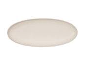 A plain, oval-shaped Cal-Mil plate with a smooth, glossy surface and a light cream color. Photographed from above on a white background, its simple and minimalistic design is reminiscent of the elegant Sophie Pasta Bowl.