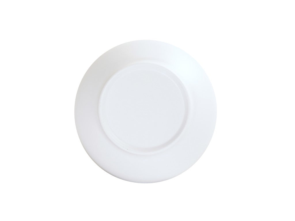 A plain, round white Cal-Mil Nova Soup Bowl, 30 oz., is photographed from above, centered on a white background. The bowl has a smooth surface with a slightly raised rim and no visible patterns or decorations.