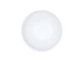 A plain, round, white Cal-Mil Nova Soup Bowl, 30 oz., is shown from above against a white background, appearing completely empty with a smooth, clean surface and subtle shadow around its edge.