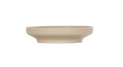 A minimalist Cal-Mil Nova Bowl in round taupe ceramic, featuring a wide, shallow shape and slightly flared base. Its smooth, unadorned design emphasizes a modern and simple aesthetic, displayed on a white background.