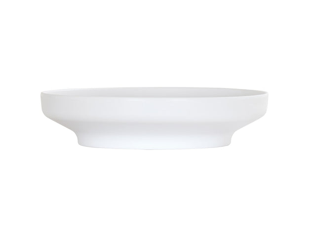 A plain, round Nova Bowl with smooth, clean lines and a wide, flat base. The sides gently curve upward, giving this coupe bowl a minimalist and modern appearance. The bowl is empty and set against a white background.