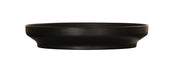 A black Nova Bowl with a modern, shallow coupe design features a wide, flat rim and gently curving sides. The bowl’s matte finish and minimalist style stand out beautifully against the white background.