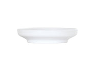 A plain, round, white coupe ceramic plate with a slightly raised rim and a wide, flat base, displayed against a white background. The plate has simple, clean lines and a minimalist design reminiscent of the Nova Bowl or 7" bowl style.