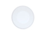 A plain, round, white coupe plate is centered on a white background. Viewed from above, it features a subtle rim along the edge. With no designs or patterns, this 7" bowl offers a minimalist and clean appearance.