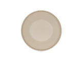 A plain, round Nova Bowl in taupe is centered on a white background, viewed from above. This 9 inch bowl has a smooth surface with a slightly raised rim and no visible designs or textures.
