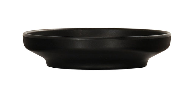 A shallow, round Nova Bowl in matte black with gently curved sides and a slightly raised base, viewed from the side against a white background. The smooth 9" coupe rim and base create a modern, minimalist appearance.