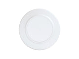 A plain white Nova Bowl 9" coupe ceramic plate is shown from above against a white background. The plate is completely empty and round, with a slightly raised rim and a smooth surface, giving it a clean and minimalist appearance.