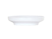 A plain, white Nova Bowl, 9" coupe style, with a wide, shallow shape and gently flared rim sits against a white background. The smooth, minimalist design features no patterns or decorations and has a slightly raised base.