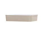 A rectangular, shallow beige Bento Box with a matching flat lid, shown against a plain white background. The box has smooth, rounded corners, a minimalist modern design, and is dishwasher safe for easy cleaning.