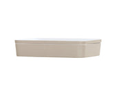 A rectangular, shallow beige Bento Box with a matching flat lid, shown against a plain white background. The box has smooth, rounded corners, a minimalist modern design, and is dishwasher safe for easy cleaning.