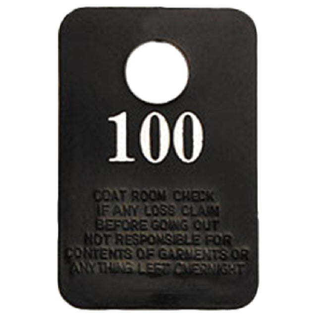 Royal ROY CRC 1-100 - Coat Check, 2" X 3" With 1/2" Dia. Opening, Numbered 1-100