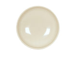A round, cream-colored Vienna Bowl is shown from above on a white background. The glossy, melamine surface features subtle reflections of light and is free from any patterns or decorations. This plate is also dishwasher safe.