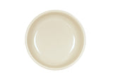 A plain, round, cream-colored ceramic plate, reminiscent of a Vienna Bowl, viewed from above against a white background. The plate has a slightly raised rim and a smooth, glossy surface with no patterns or decorations.