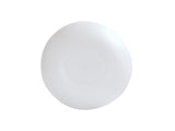A single, round, smooth, white Bali Pasta Bowl with a slightly flattened center and subtle shadows, isolated on a plain white background. Made of melamine, it has a soft, matte surface and is dishwasher safe for easy cleaning.