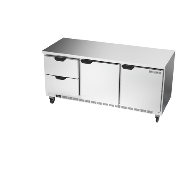 Beverage Air WTRD72AHC-2-FLT Worktop Refrigerator Three-section 35-1/2" Working Height