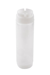 A tall, cylindrical, translucent white plastic squeeze dispenser bottle with a flip-top ValveTop lid. The smooth-sided NSF-approved bottle stands upright on a white background with no labels or markings.