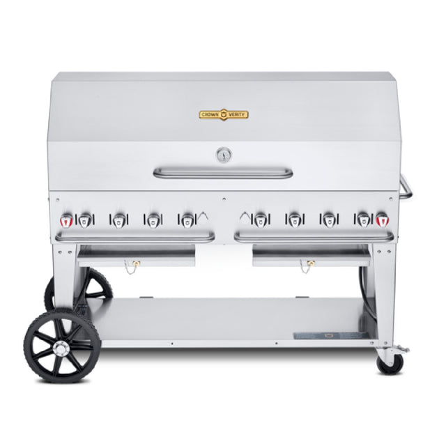Crown Verity CV-MCB-60-1RDP-LP Mobile Outdoor Charbroiler LP Gas 58" X 21" Grill Area