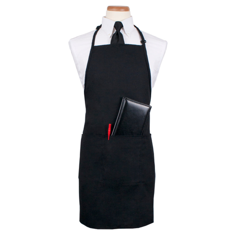 John Ritzenthaler Company CL3PBIAELBK Chef Revival® Bib Apron 26" X 31" Extra Long 3 Front Pockets And Pen Pocket