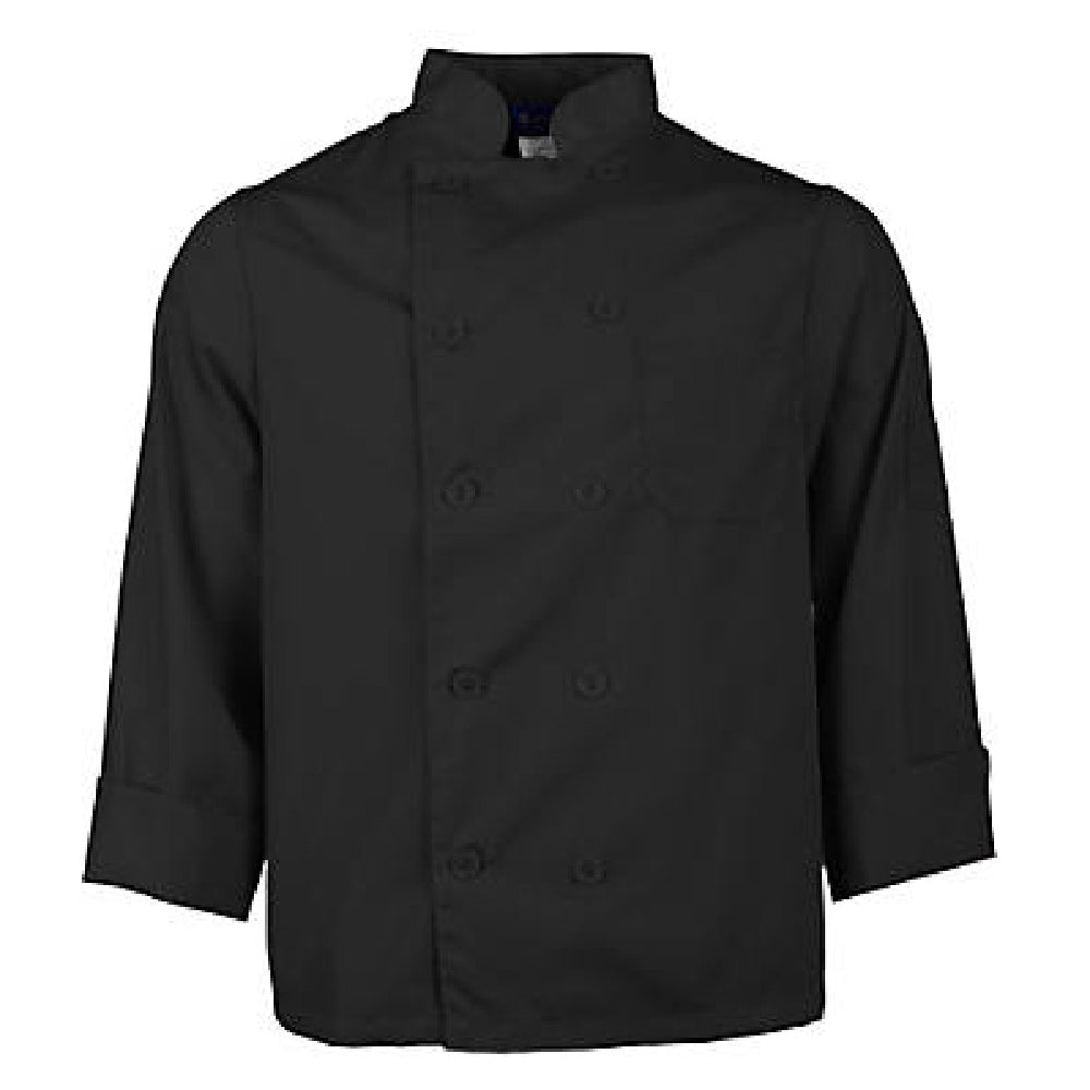 KNG 2577BLKXS Kng Xs Lw Chef Coat Black Long Sleeve