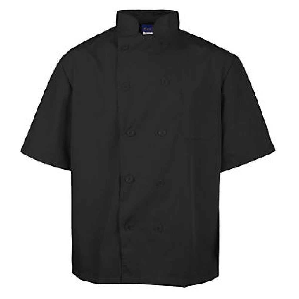 KNG 2578BLKM Kng M Lw Chef Coat Black Short Sleeve