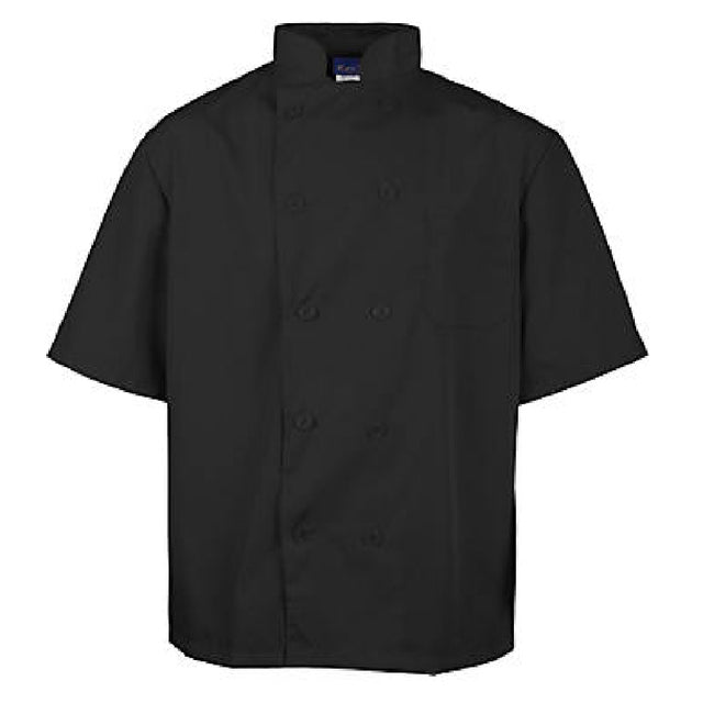 KNG 2578BLKM Kng M Lw Chef Coat Black Short Sleeve