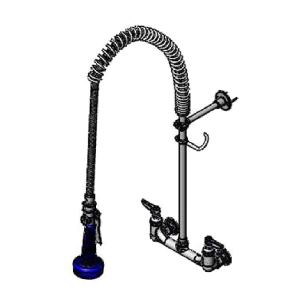 T&S Brass B-0133-B08-SWV EasyInstall Pre-Rinse Unit Spring Action Gooseneck 8" Wall Mount Mixing Faucet