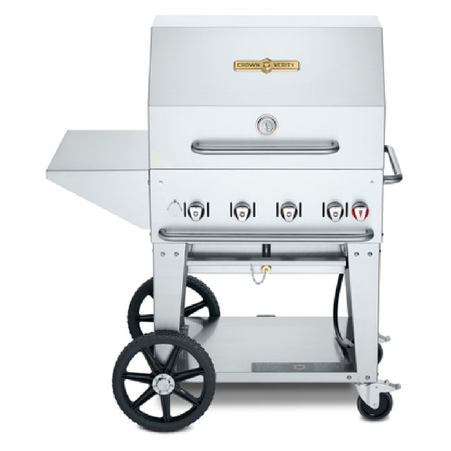 Crown Verity CV-MCB-30PKG-LP Professional Series Mobile Outdoor Charbroiler 30" Grill Package