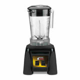 A countertop Xtreme Series Blender with a clear plastic pitcher and handle, black lid, and black base. The base features two switches and a yellow Xtreme label, with measurement markings visible on the pitcher—designed for international use.
