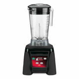 A countertop Xtreme Series Blender with a clear plastic pitcher, measurement markings, black lid, and sturdy black base. The 3.5 HP base features a red and black "Xtreme" control panel with start and stop buttons for easy operation.