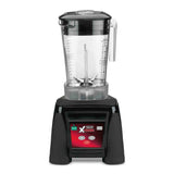 The Xtreme Series Blender features a 3.5 HP motor, transparent pitcher with measurement markings, sturdy handle, and a black base with a red control panel and digital display—perfect for high-performance blending.