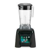 An Xtreme Series Blender, featuring a 3.5 HP black base with digital display, labeled buttons, and power switch. The transparent pitcher has measurement markings and a closed lid with the handle on the right, set against a plain white background.