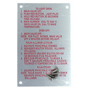 Blodgett 20326 Instruction Plate