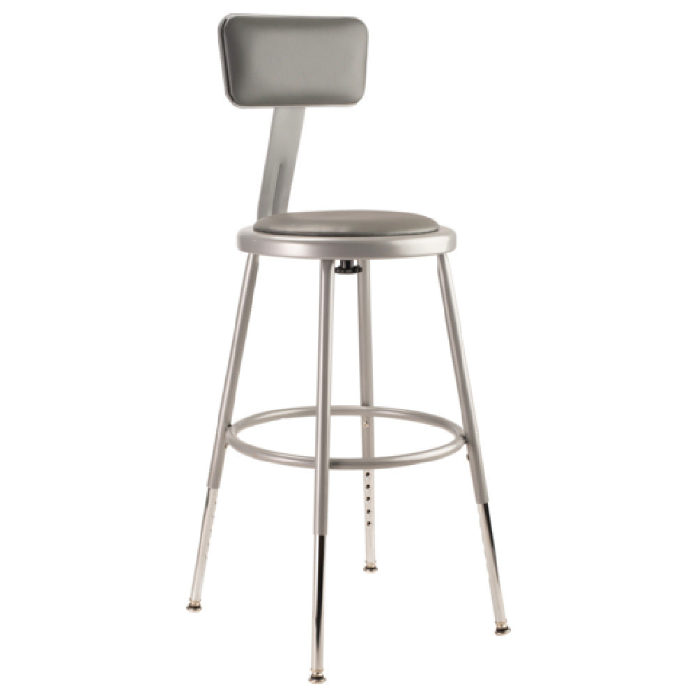 National Public Seating 6418HB NPS® Heavy Duty Steel Stool With Backrest 19"-27"