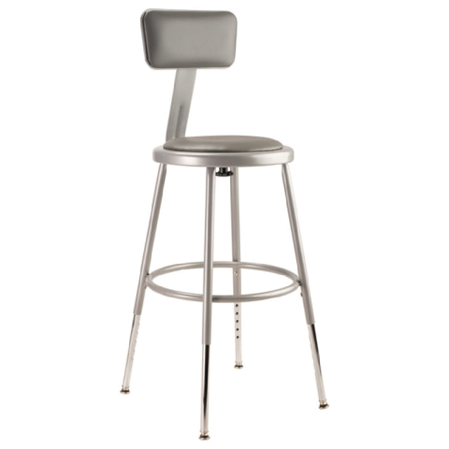 National Public Seating 6418HB NPS® Heavy Duty Steel Stool With Backrest 19"-27"