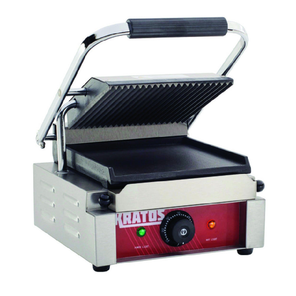 Hubert 79436 - Kratos® Panini Grill, 11.4"W X 12"D X 8.5"H, 9"X9" Plate Grooved Top