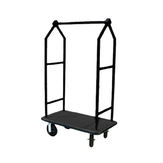 Central Specialties 2695BK-010-BLK Uptown Upscale Bellman Cart 44"W X 24"D X 72"H 1-1/2" Tubular Black Stainless Steel Frame