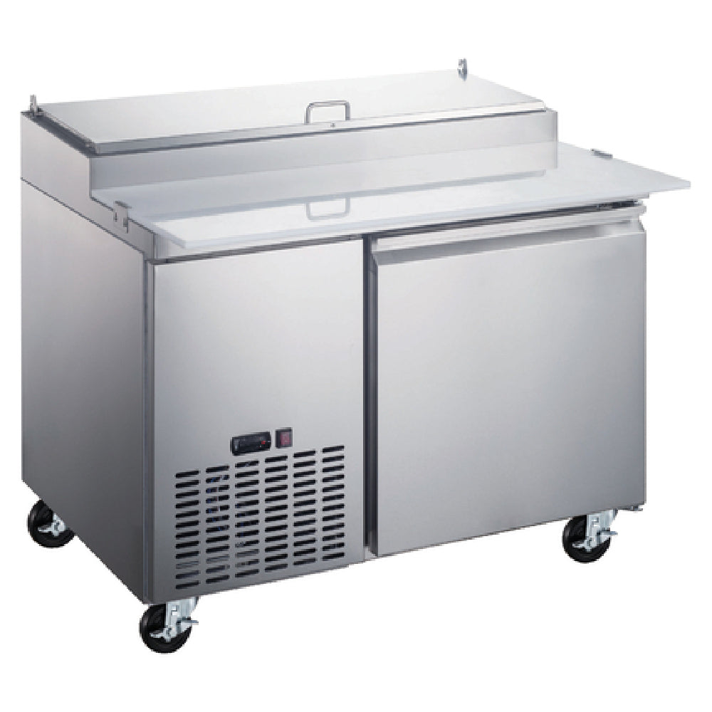 Omcan 50042 (PT-CN-1270-HC) Refrigerated Pizza Prep Table One-section Side Mount Self-contained Refrigeration