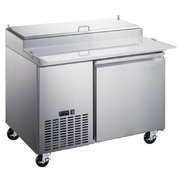 Omcan 50042 (PT-CN-1270-HC) Refrigerated Pizza Prep Table One-section Side Mount Self-contained Refrigeration